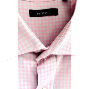 Turtleson Pink Gingham Button Down Shirt Mens XL Luxury Cotton